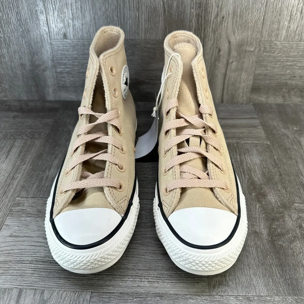 Converse High Top Sneakers Womens 5 Tan Suede Fleece Lined Chuck Taylor NEW - Picture 4 of 8